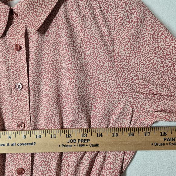Rachel Parcell Fit & Flare Midi Shirtwaist Dress S Pink White Print Button Tie - Picture 13 of 16